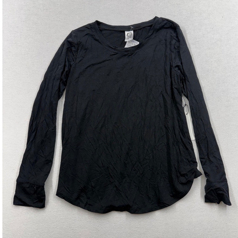 Erge Long Sleeved Black Cotton Girls XL Tee Rounded Hem‎ Soft Comfortable NWT